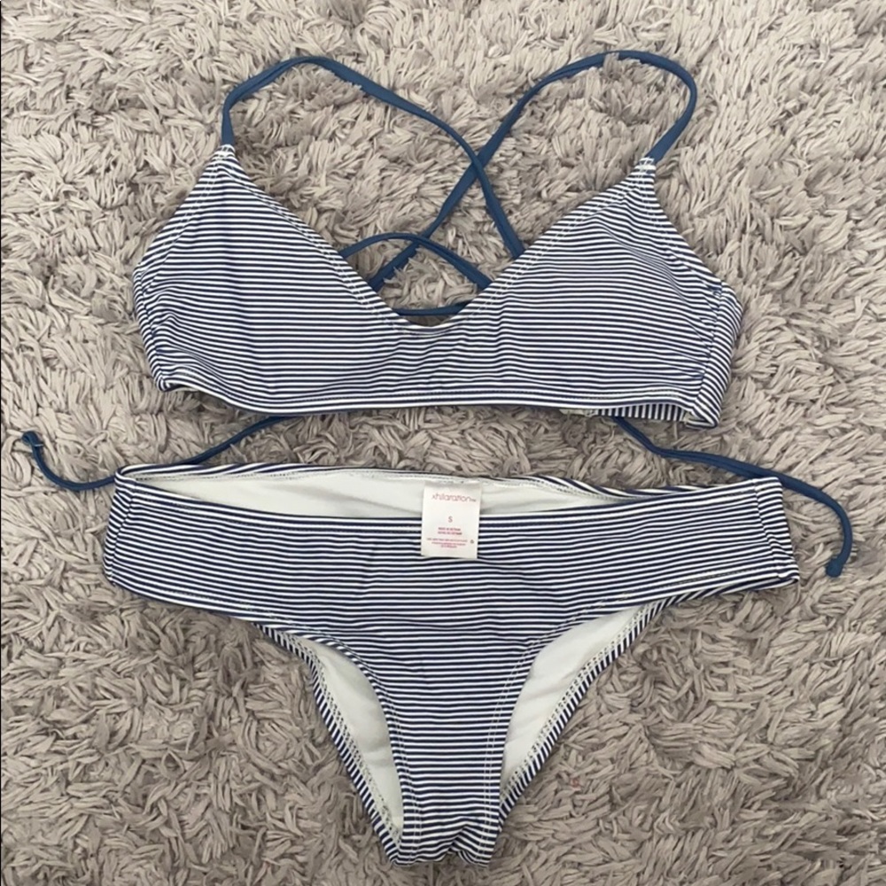 Stripped bathing suit set